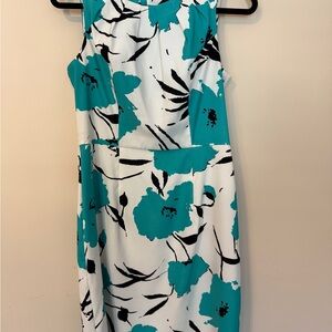 Dressbarn Teal and Black Halter Sheath Midi Dress